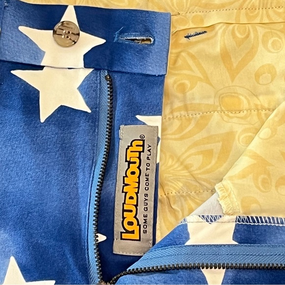 Loudmouth Men’s Blue Golf Pants White Stars Pattern 34x30 - Picture 2 of 14